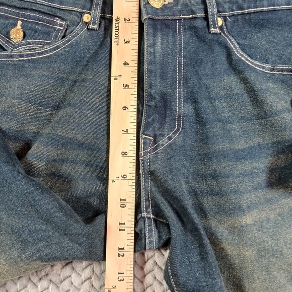 True Religion Geno Slim Jeans Men's Medium Amber Nights Wash Studded Flap 33x32 - Picture 9 of 13